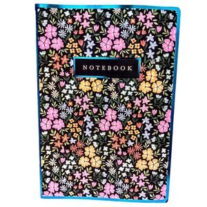 Tropical Notebook Journal FLOWERS Lined Black Soft‎ Cover Cottagecore Stationary